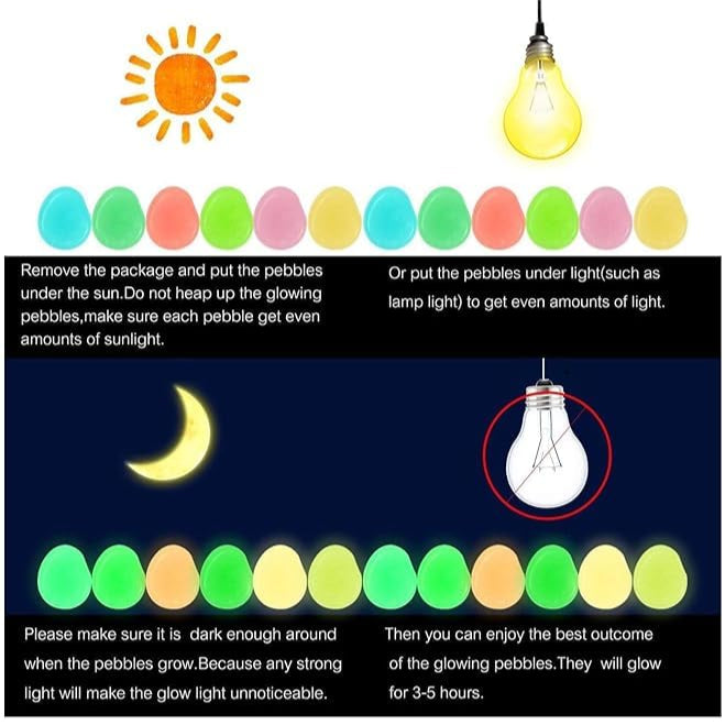Glow in dark garden rocks