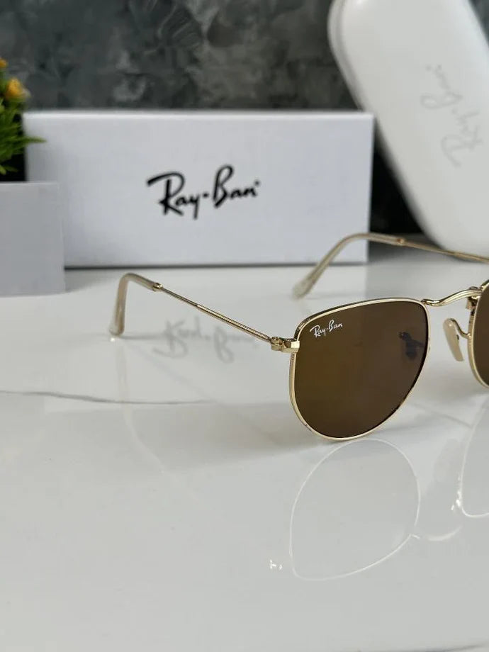 Premium Hexagonal Metal Sunglasses with Gold Frame